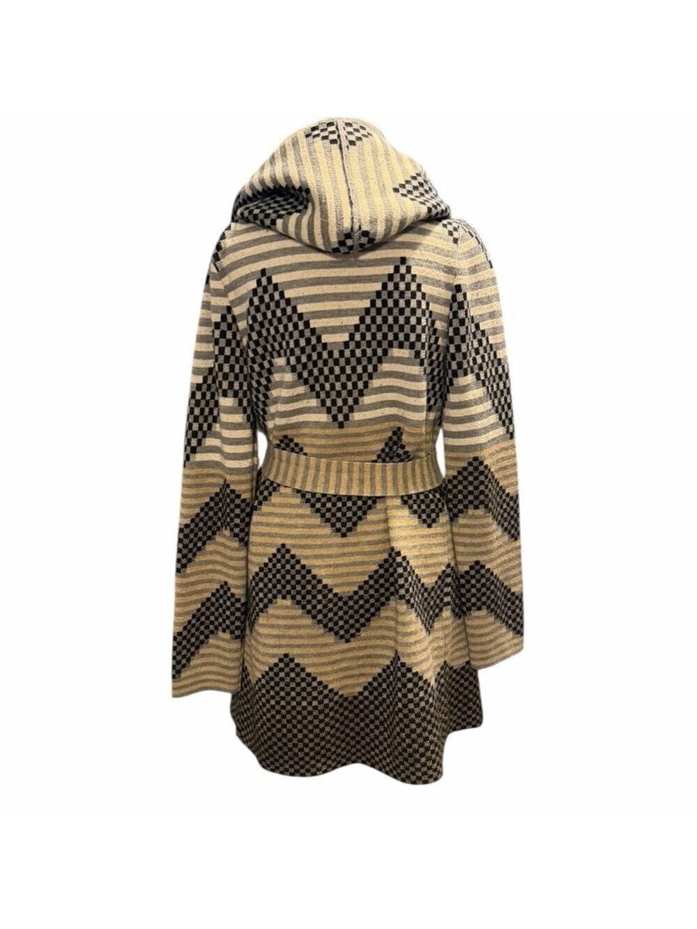 Anthropologie Field & Flower Long Hooded Sweater Coat Oversized Hood Belt Sz S - Picture 4 of 9